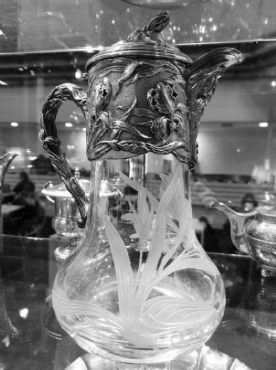  Art Nouveau Carafe In Silver And Glass 1920